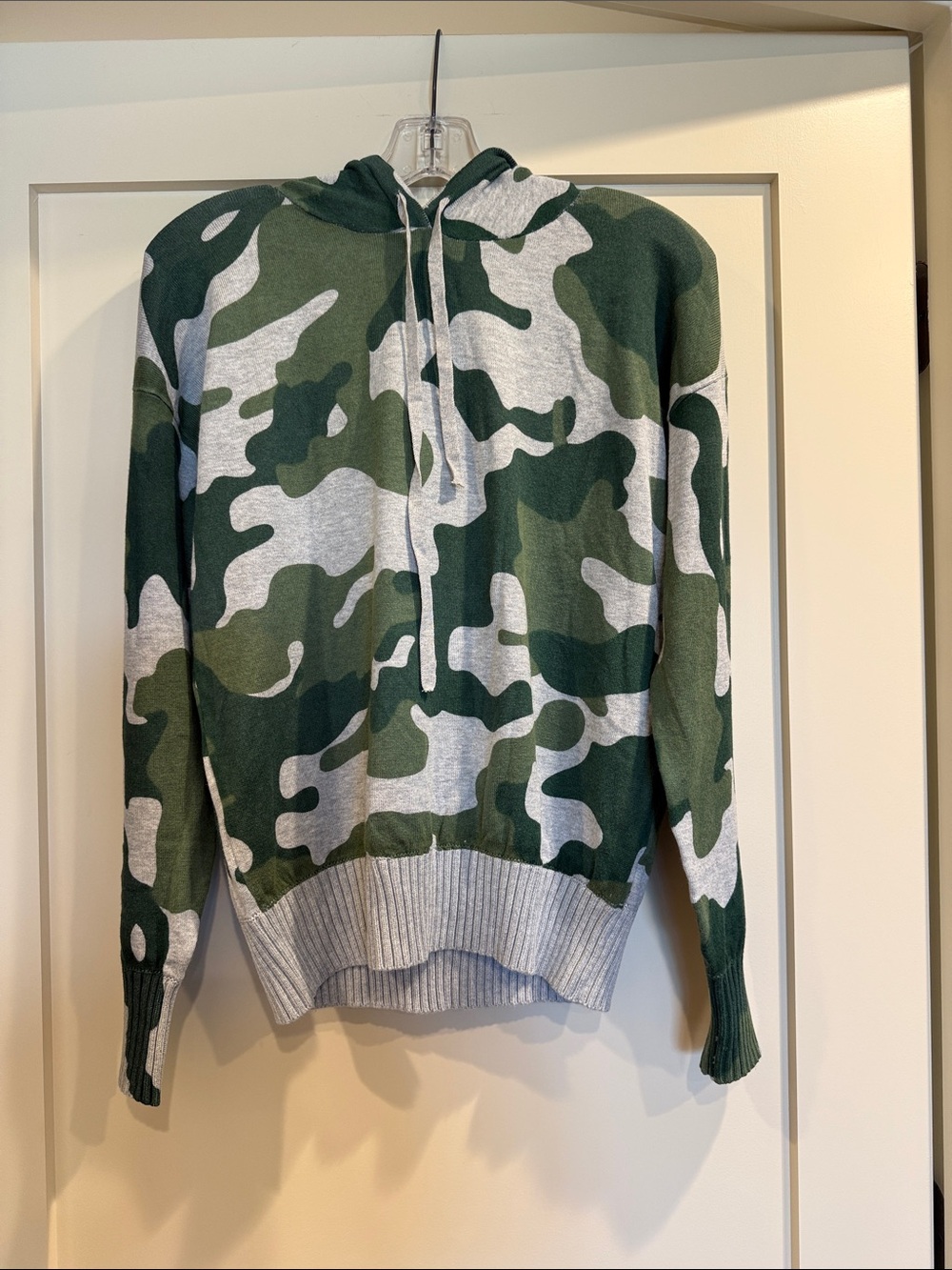 Aqua camo hooded sweater worn once
